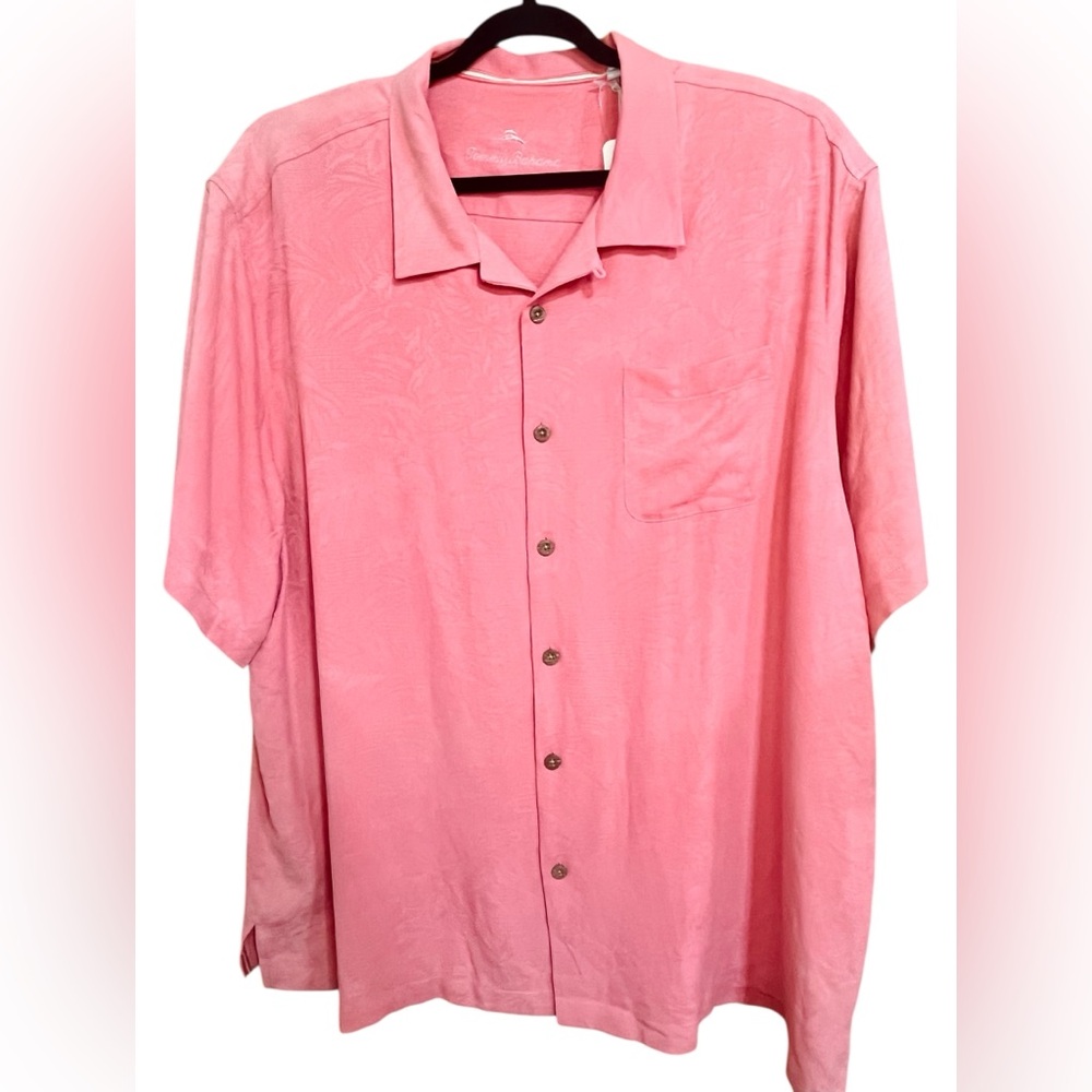 Tommy Bahama Candy Rose Color 100% Silk Button up Shirt Men's Size 2XLB NWT